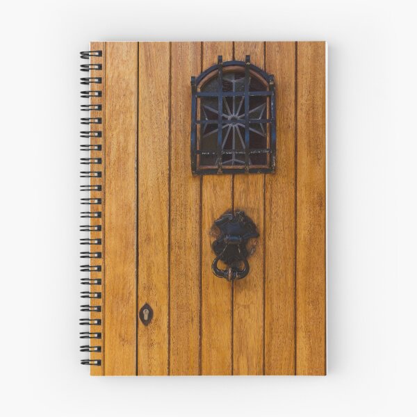 Item preview, Rustic Wooden Door With Decorative Iron Knocker And Small Arched Grille Window, Vintage Entrance Detail designed and sold by Nmallia.