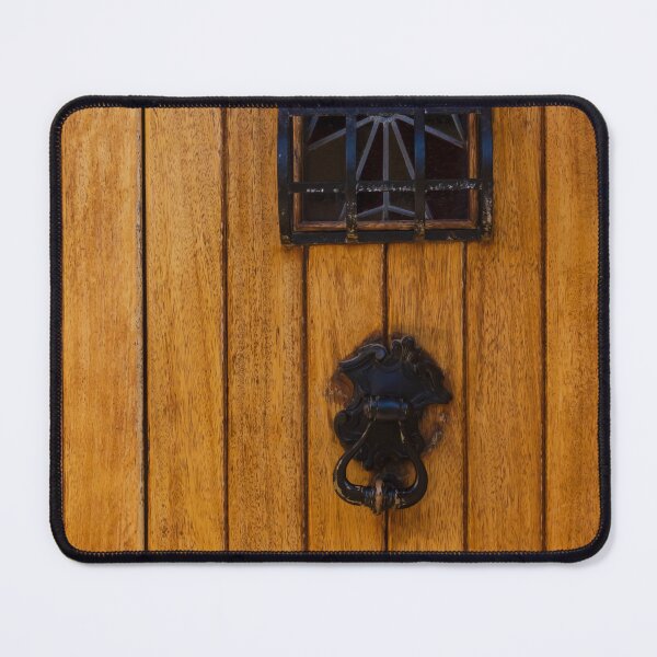 Item preview, Rustic Wooden Door With Decorative Iron Knocker And Small Arched Grille Window, Vintage Entrance Detail designed and sold by Nmallia.