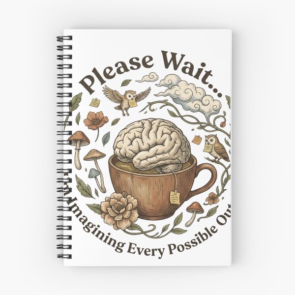 Item preview, Please Wait I'm Imagining Every Possible Outcome Shirt | Funny Anxiety Quote | Overthinking Gift | Brain Coffee Art designed and sold by softmind studio.