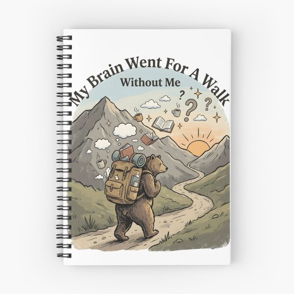 Item preview, My Brain Went For A Walk Without Me Shirt | Funny Overthinking Quote | Hiking Bear Art | Introvert Humor designed and sold by softmind studio.