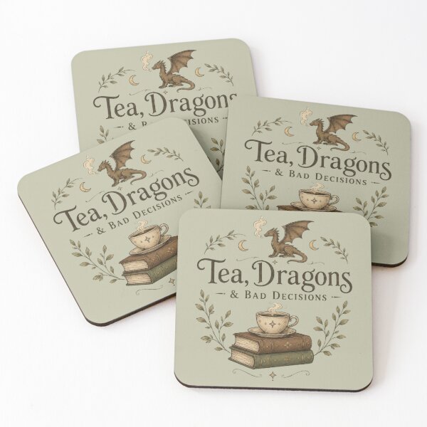 Item preview, Tea, Dragons & Bad Decisions – Fantasy Bookish Design designed and sold by Moonwoven Studio.