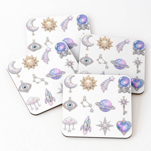 Item preview, Cosmic Fortune Charms – Celestial Kawaii Sticker Pack designed and sold by alexrow.
