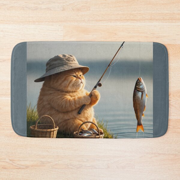 Item preview, Aesthetic Cottagecore Ginger Cat Fishing designed and sold by Moodprint5.
