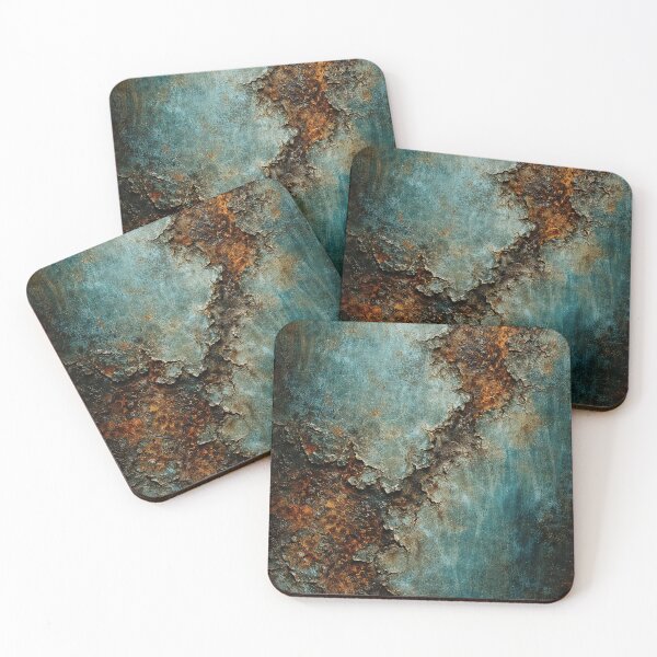 Item preview, Emerald Teal and Copper Abstract Luxury Texture Poster designed and sold by SoftSpaceDesign.