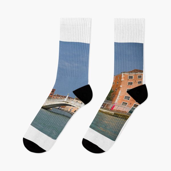 Item preview, Ponte San Biasio delle Catene, old white stone bridge and colorful buildings cityscape,Venice, Italy designed and sold by goceris.