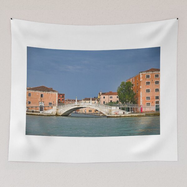 Item preview, Ponte San Biasio delle Catene, old white stone bridge and colorful buildings cityscape,Venice, Italy designed and sold by goceris.