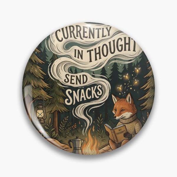 Item preview, Currently Lost In Thought Send Snacks Funny Overthinker Fox Camping Vintage Introvert Design designed and sold by softmind studio.