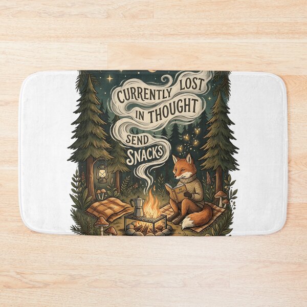 Item preview, Currently Lost In Thought Send Snacks Funny Overthinker Fox Camping Vintage Introvert Design designed and sold by softmind studio.