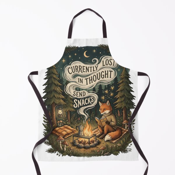 Item preview, Currently Lost In Thought Send Snacks Funny Overthinker Fox Camping Vintage Introvert Design designed and sold by softmind studio.