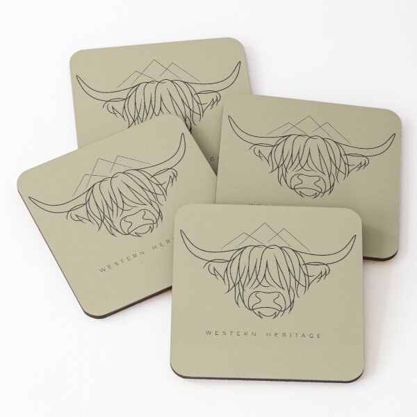 Item preview, Minimalist Fine Line Highland Cow Mountain designed and sold by EvergreenThread.
