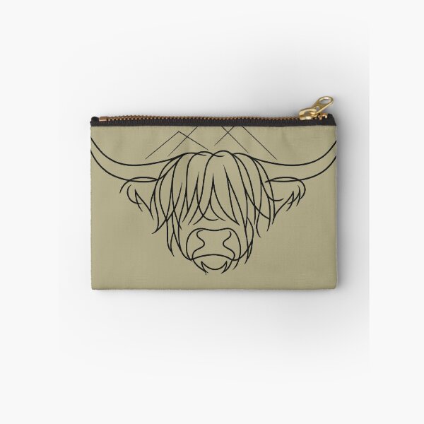 Item preview, Minimalist Fine Line Highland Cow Mountain designed and sold by EvergreenThread.