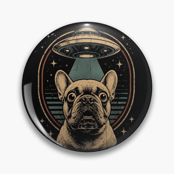 Item preview, Funny French Bulldog UFO Alien Vintage Sci-Fi designed and sold by Moizento.