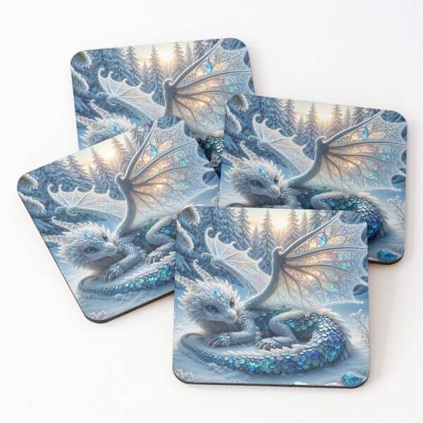 Item preview, Baby Ice Dragon – Cute Winter Fantasy Dragon Design with Crystal Wings designed and sold by DrakariArt.