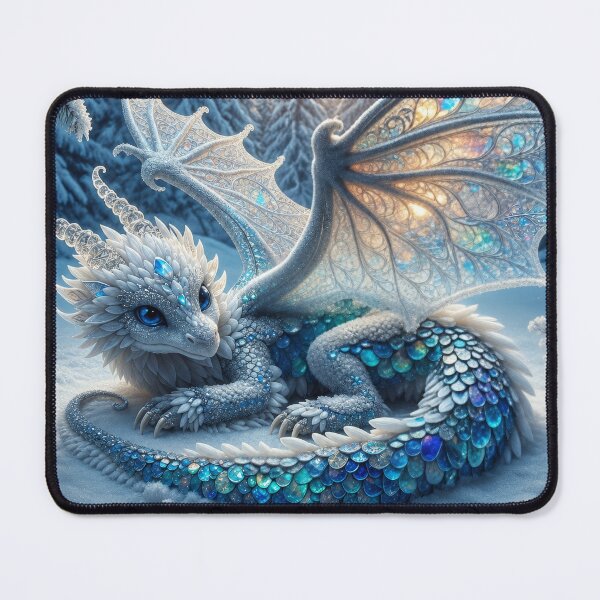 Item preview, Baby Ice Dragon – Cute Winter Fantasy Dragon Design with Crystal Wings designed and sold by DrakariArt.