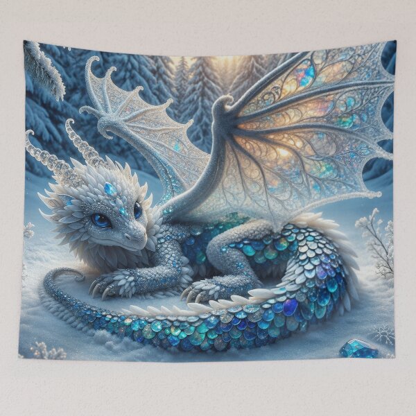 Item preview, Baby Ice Dragon – Cute Winter Fantasy Dragon Design with Crystal Wings designed and sold by DrakariArt.