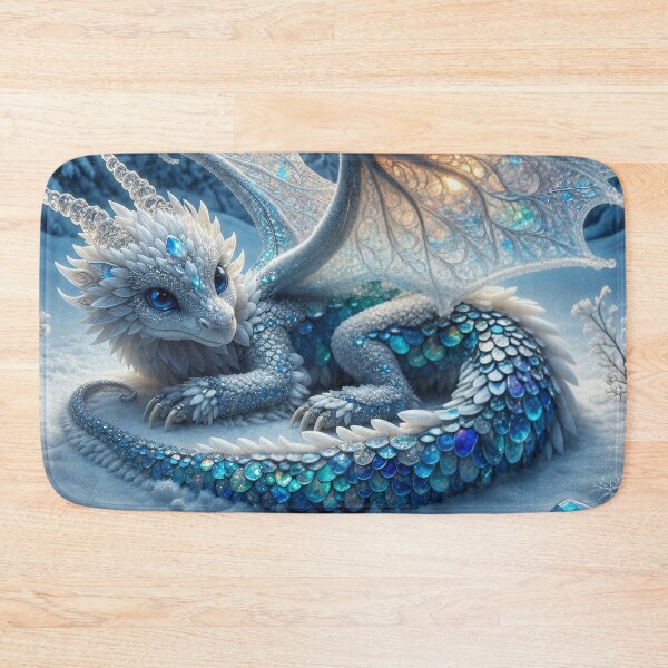 Item preview, Baby Ice Dragon – Cute Winter Fantasy Dragon Design with Crystal Wings designed and sold by DrakariArt.