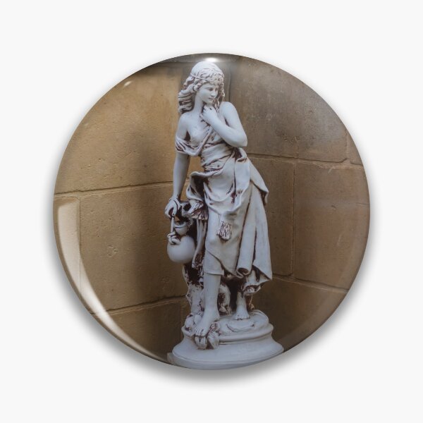 Item preview, Classical Marble Statue On Ornate Pedestal Against Stone Wall In Quiet Courtyard Nook designed and sold by Nmallia.