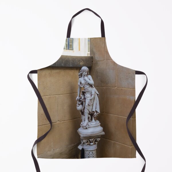 Item preview, Classical Marble Statue On Ornate Pedestal Against Stone Wall In Quiet Courtyard Nook designed and sold by Nmallia.