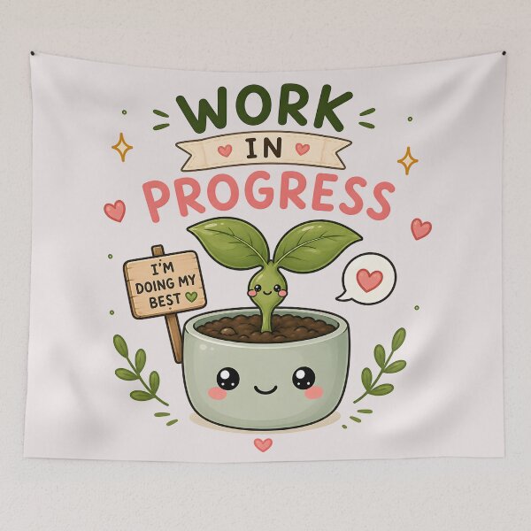 Item preview, Work In Progress | Cute Seedling Plant Sticker | Motivational Plant Lover Gift designed and sold by Peace-of-mind.