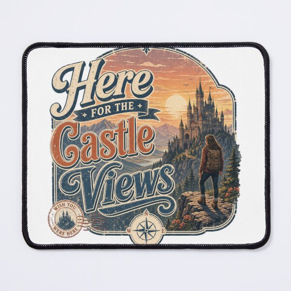Item preview, Here for the Castle Views | Funny Travel Castle Adventure Graphic T-Shirt designed and sold by rushaib.