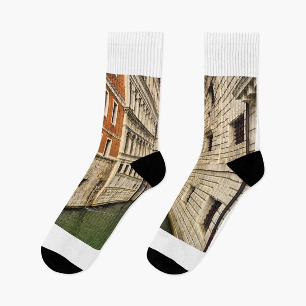 Item preview, Gondolas floating on canal towards Bridge of Sighs in Venice, Ponte dei Sospiri, Italy designed and sold by goceris.