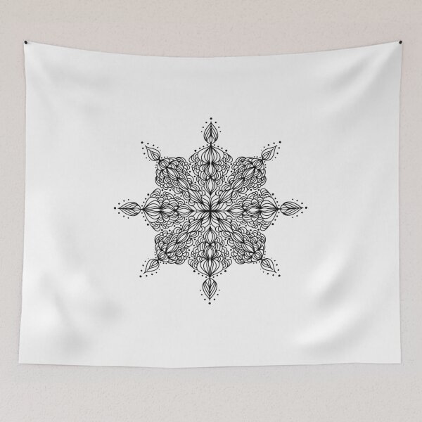 Item preview, Black and white linear mandala designed and sold by kallyfactory.