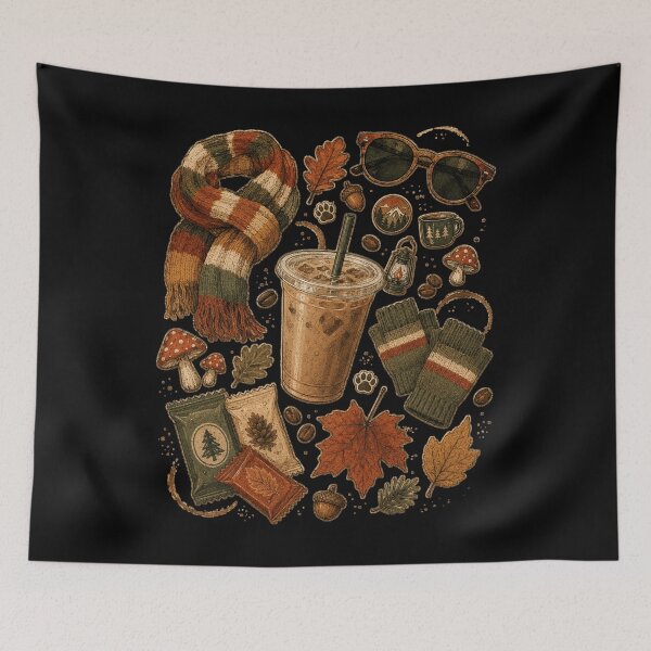 Item preview, Cozy Fall Coffee Aesthetic – Autumn Woodland Vibes  designed and sold by THREE LITTLE BEANS.