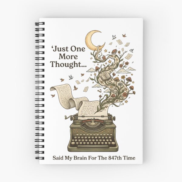Item preview, Just One More Thought Funny Overthinking Vintage Typewriter Literary Design designed and sold by softmind studio.
