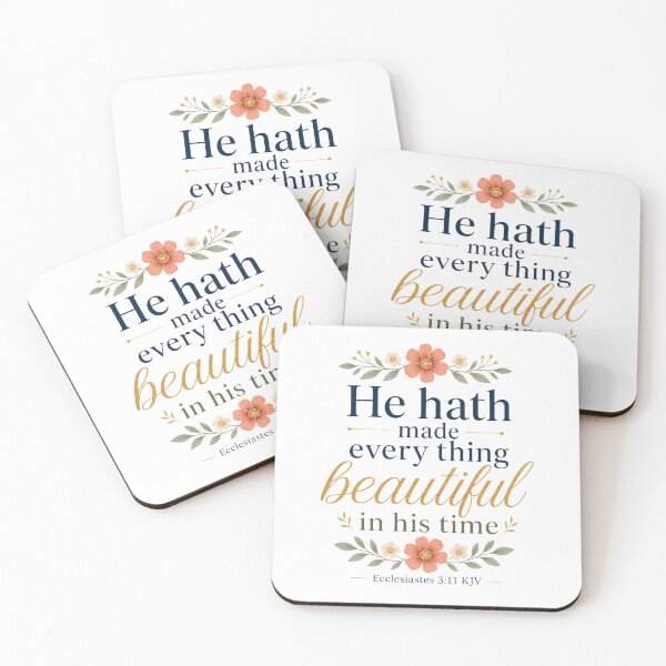 Item preview, Beautiful in His Time – Ecclesiastes 3:11 KJV Simple Floral Bible Verse designed and sold by FaithThroughEverySeason.