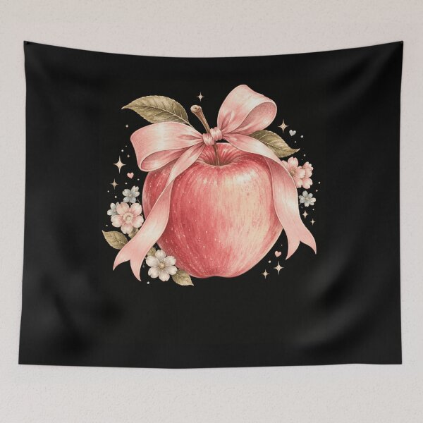 Item preview, Pink Apple with Bow – Cute Fruit Aesthetic  designed and sold by THREE LITTLE BEANS.