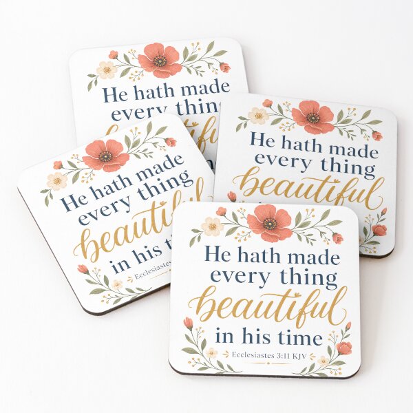 Item preview, Beautiful in His Time – Ecclesiastes 3:11 KJV Floral Christian Gift designed and sold by FaithThroughEverySeason.