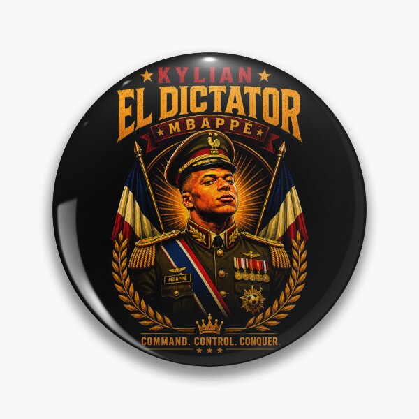 Artikelvorschau, Kylian „El Dictator“ Mbappé – Lustiges Fußball-Meme – Virales Fußball-Meme | Befehligen. Kontrollieren. Erobern. Fan-Parodie entworfen und verkauft von maseno.