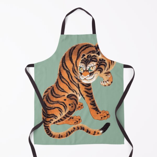 Item preview, Japanese Animal Art - Tiger - Modern Ukiyo-e - Japandi, Sage Green designed and sold by Black Swallow.