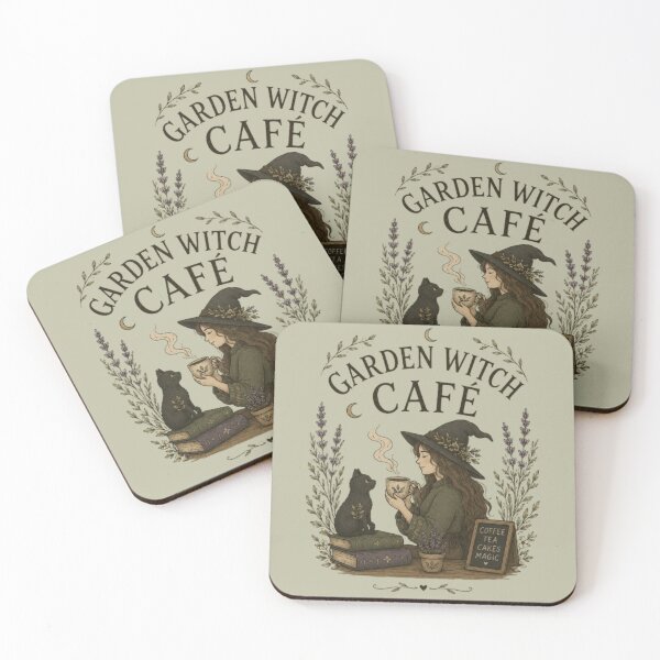 Item preview, Garden Witch Cafe Vintage Cottagecore Witch Coffee Lover Design designed and sold by Moonwoven Studio.