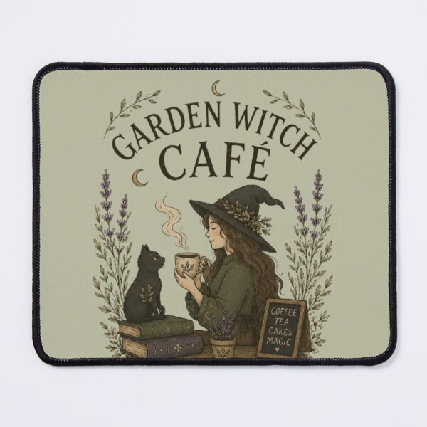 Item preview, Garden Witch Cafe Vintage Cottagecore Witch Coffee Lover Design designed and sold by Moonwoven Studio.