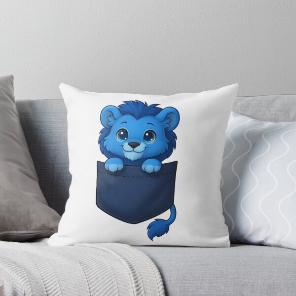 Item preview, Cute Blue Pocket Lion Cartoon Sticker designed and sold by ExploreAura Studio.