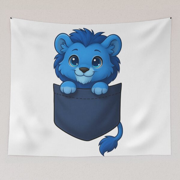Item preview, Cute Blue Pocket Lion Cartoon Sticker designed and sold by ExploreAura Studio.