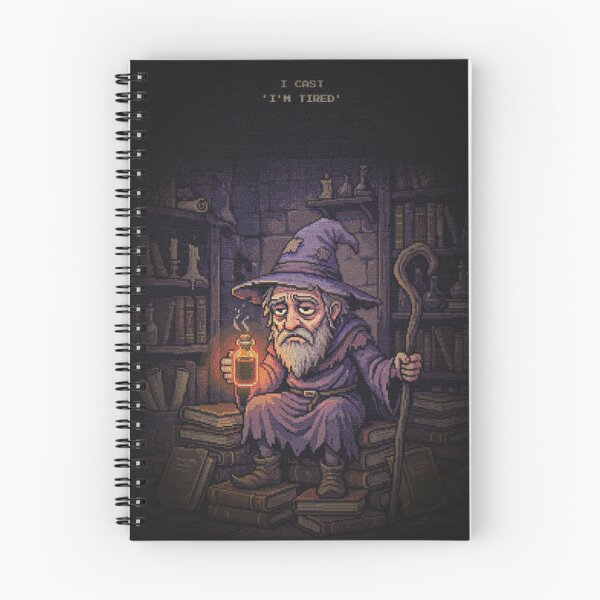 Item preview, I Cast Im Tired Funny Pixel Art Wizard Coffee designed and sold by Arobinoz.