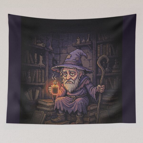 Item preview, I Cast Im Tired Funny Pixel Art Wizard Coffee designed and sold by Arobinoz.