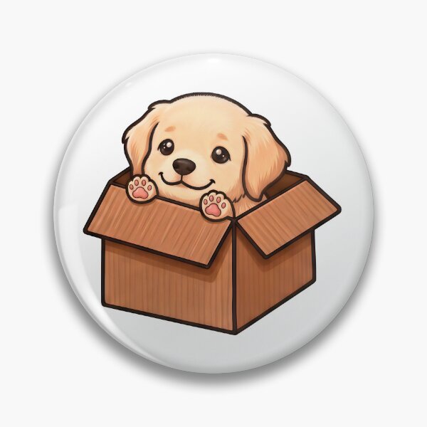 Item preview, Cute Puppy in a Cardboard Box | Kawaii Dog Illustration designed and sold by Italkam.