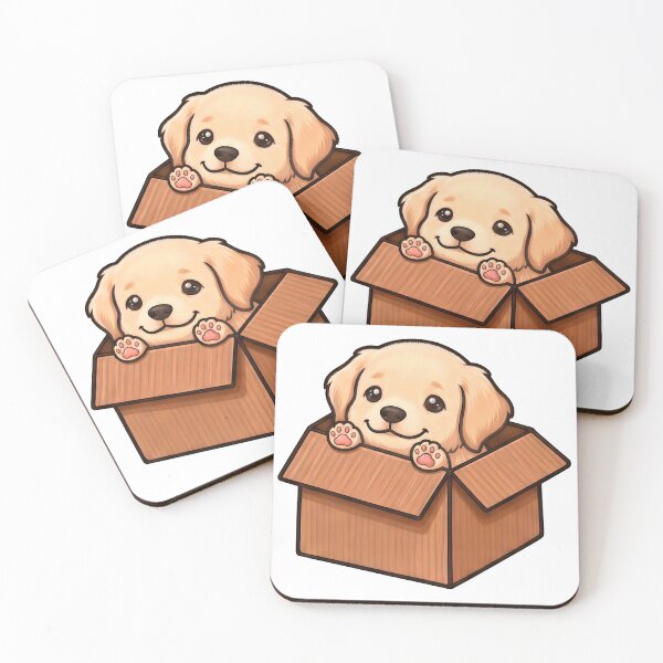 Item preview, Cute Puppy in a Cardboard Box | Kawaii Dog Illustration designed and sold by Italkam.