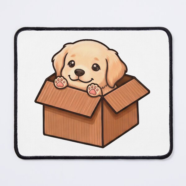 Item preview, Cute Puppy in a Cardboard Box | Kawaii Dog Illustration designed and sold by Italkam.