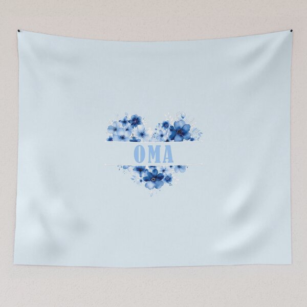 Item preview, OMA – Blue Floral Heart Watercolor Illustration designed and sold by EmeraldeaArt.