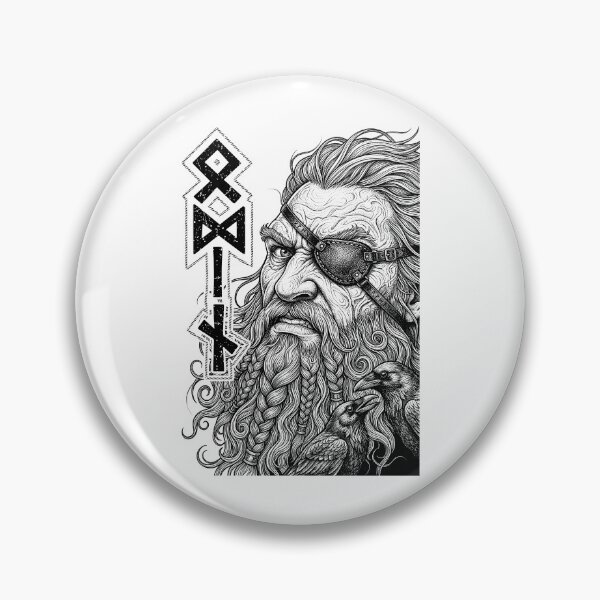 Item preview, Odin Viking Warrior God Runes Ravens Norse Mythology designed and sold by GrandeDuc.