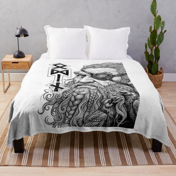 Item preview, Odin Viking Warrior God Runes Ravens Norse Mythology designed and sold by GrandeDuc.