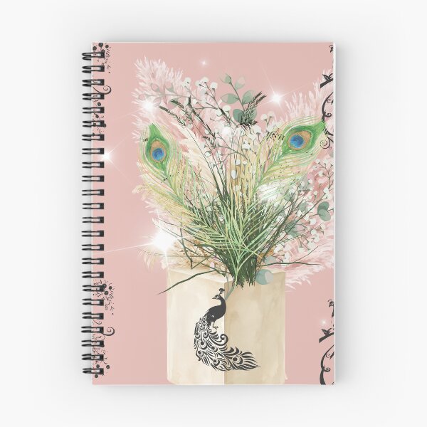 Item preview, Elegant Peacock Pampas Grass on Blush Pink designed and sold by Extremeallie.