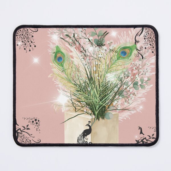 Item preview, Elegant Peacock Pampas Grass on Blush Pink designed and sold by Extremeallie.
