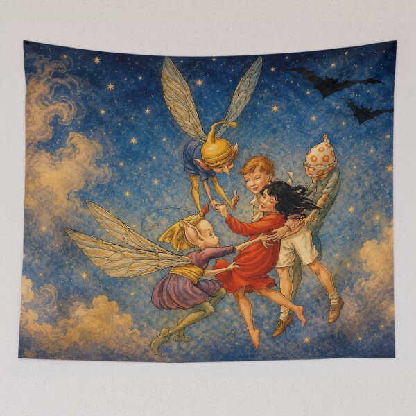 Item preview, Fairy Flight Art Nouveau Children Illustration for Dreamy Fantasy Lovers designed and sold by RickE.