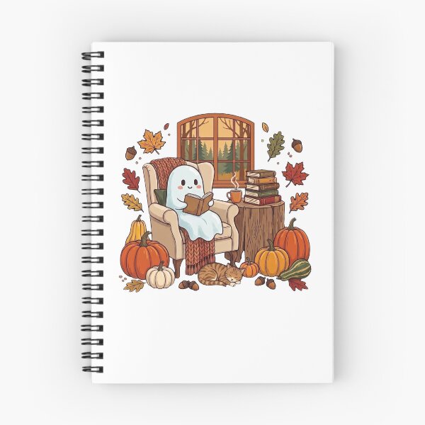 Item preview,  Ghost Reading Book With Coffee Cat Halloween Fall  designed and sold by HalloweenGift.