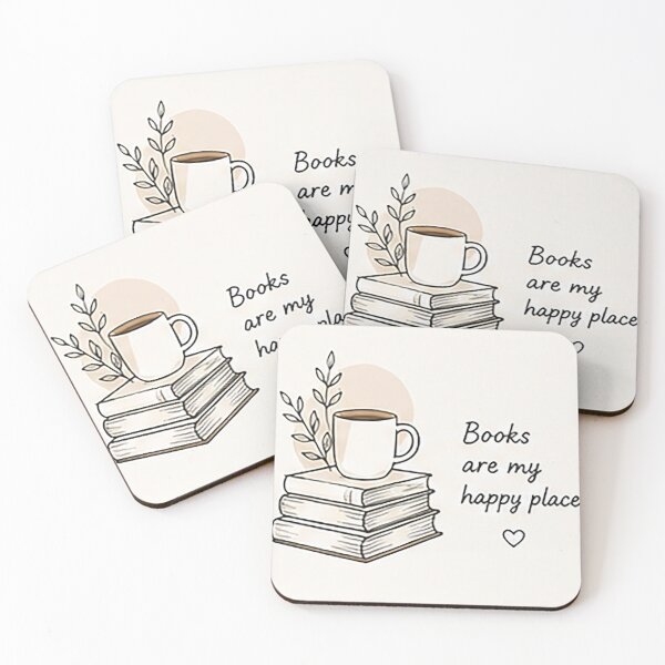 Item preview, Books Are My Happy Place | Minimal Coffee & Book Lover Line Art designed and sold by Sara-Ai.
